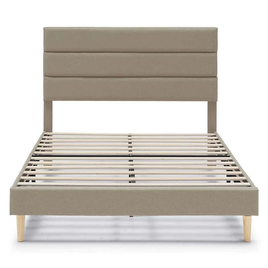 Vs Venta-Stock Cadre de lit plateforme Aroma capitonné 30 cm, 150x190 cm, Beige