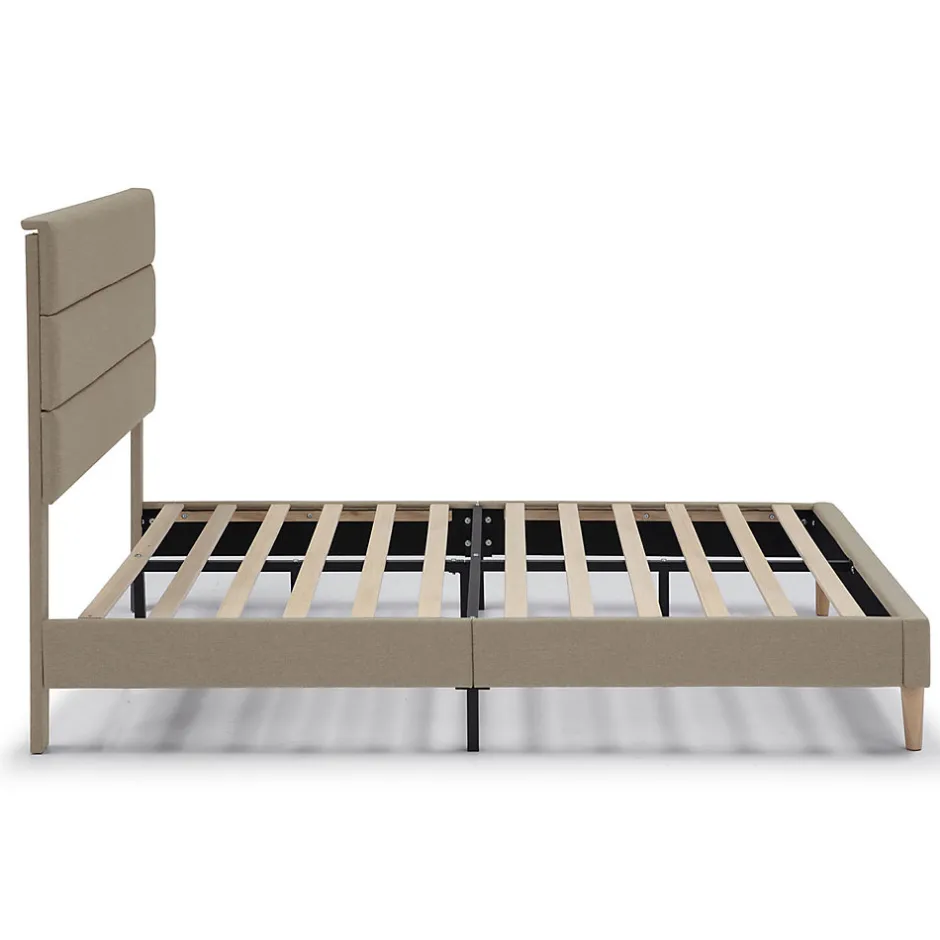Vs Venta-Stock Cadre de lit plateforme Aroma capitonné 30 cm, 150x190 cm, Beige