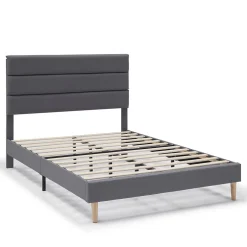 Vs Venta-Stock Cadre de lit plateforme Aroma capitonné 30 cm, 90x190 cm, Gris foncé