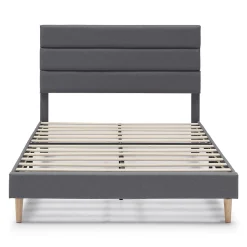 Vs Venta-Stock Cadre de lit plateforme Aroma capitonné 30 cm, 90x190 cm, Gris foncé