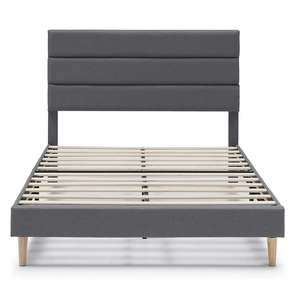 Vs Venta-Stock Cadre de lit plateforme Aroma capitonné 30 cm, 90x190 cm, Gris foncé