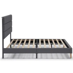 Vs Venta-Stock Cadre de lit plateforme Aroma capitonné 30 cm, 90x190 cm, Gris foncé