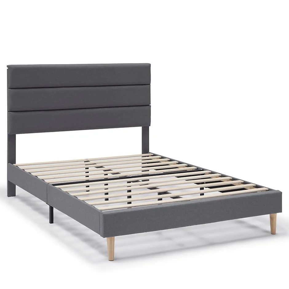 Vs Venta-Stock Cadre de lit plateforme Aroma capitonné 30 cm, 150x190 cm, Gris foncé