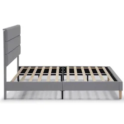 Vs Venta-Stock Cadre de lit plateforme Aroma capitonné 30 cm, 140x190 cm, Gris clair Best