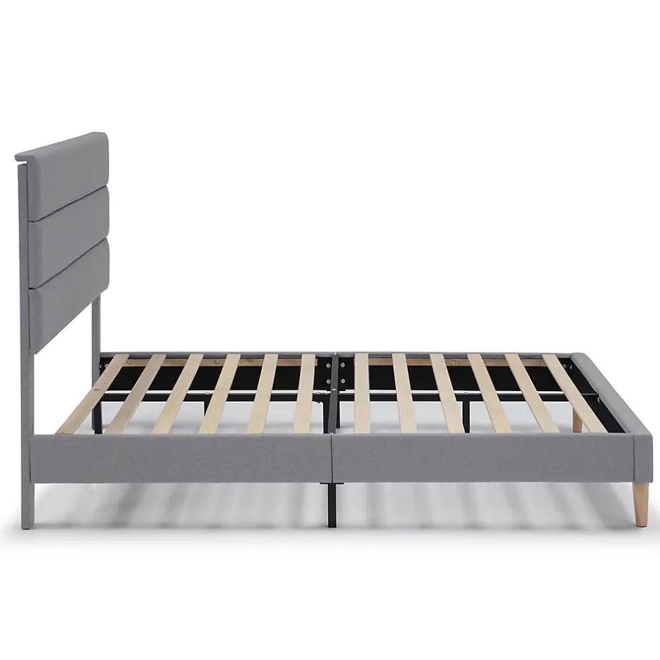 Vs Venta-Stock Cadre de lit plateforme Aroma capitonné 30 cm, 140x190 cm, Gris clair Best