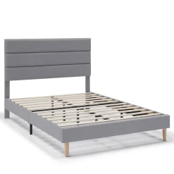 Vs Venta-Stock Cadre de lit plateforme Aroma capitonné 30 cm, 140x190 cm, Gris clair Best