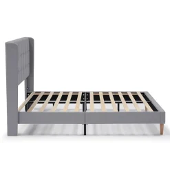 Vs Venta-Stock Cadre de lit plateforme Esther capitonné 30 cm, 140x190 cm, Gris clair