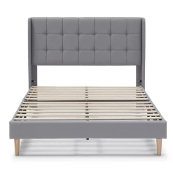 Vs Venta-Stock Cadre de lit plateforme Esther capitonné 30 cm, 140x190 cm, Gris clair