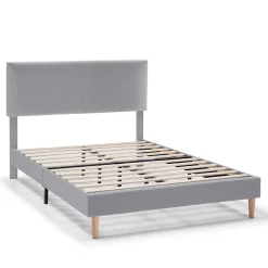 Vs Venta-Stock Cadre de lit rembourré Lauren 30 cm, 90 x 190 cm, Gris clair