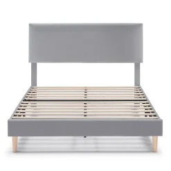 Vs Venta-Stock Cadre de lit rembourré Lauren 30 cm, 90 x 190 cm, Gris clair