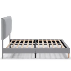 Vs Venta-Stock Cadre de lit rembourré Lauren 30 cm, 90 x 190 cm, Gris clair