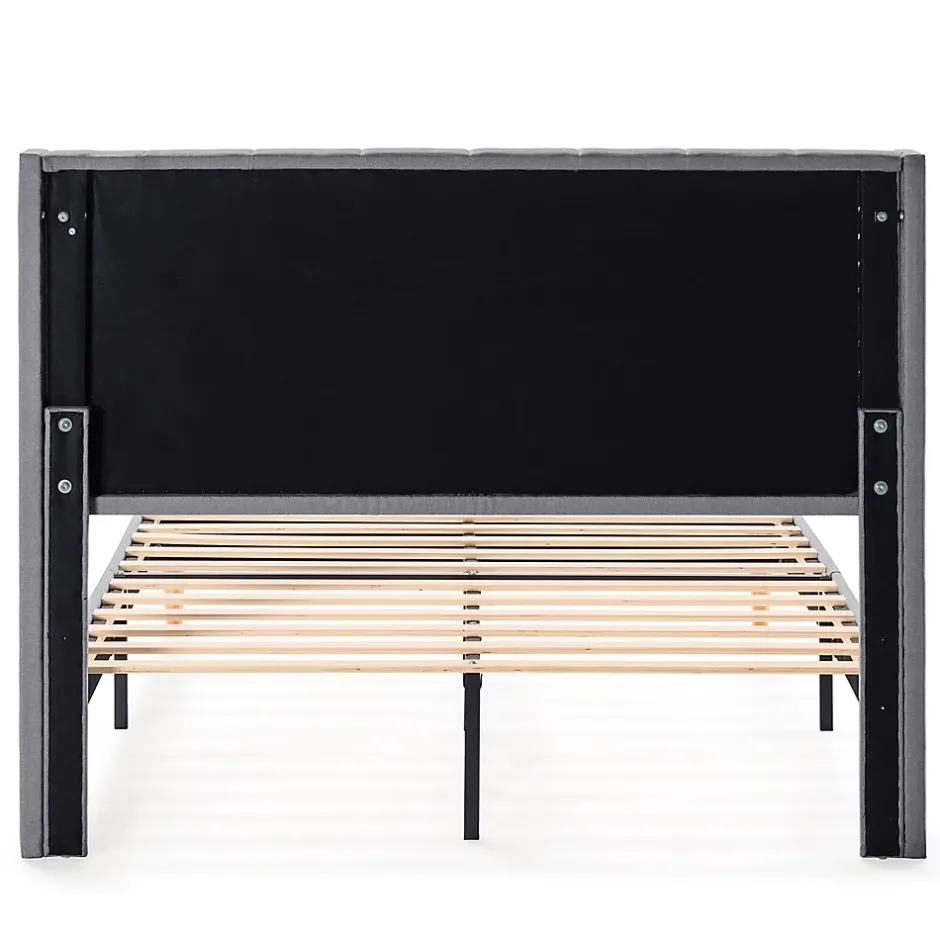 Vs Venta-Stock Cadre de lit rembourré Noelia 30 cm, 150x190 cm, Gris foncé Outlet