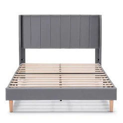 Vs Venta-Stock Cadre de lit rembourré Noelia 30 cm, 150x190 cm, Gris foncé Outlet