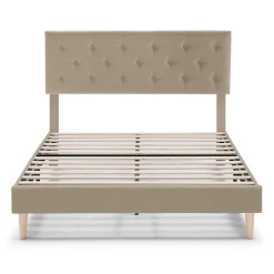 Vs Venta-Stock Cadre de lit rembourré Rosi 30 cm, 90x190 cm, Beige Sale