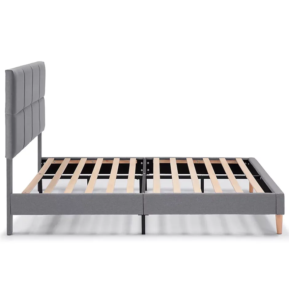 Vs Venta-Stock Cadre de lit rembourré Silvi 30 cm, 140x190 cm, Gris foncé Sale