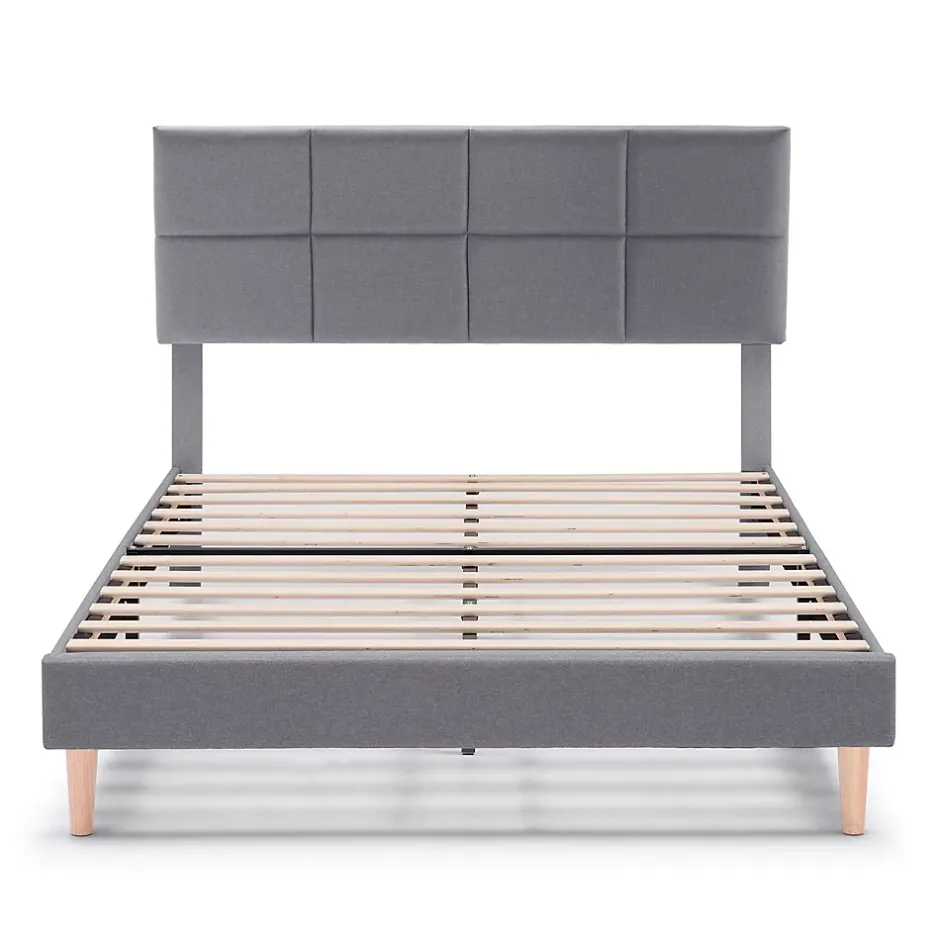 Vs Venta-Stock Cadre de lit rembourré Silvi 30 cm, 140x190 cm, Gris foncé Sale