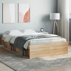 Vidaxl Cadre de lit sans matelas chêne sonoma 120x190 cm Sale