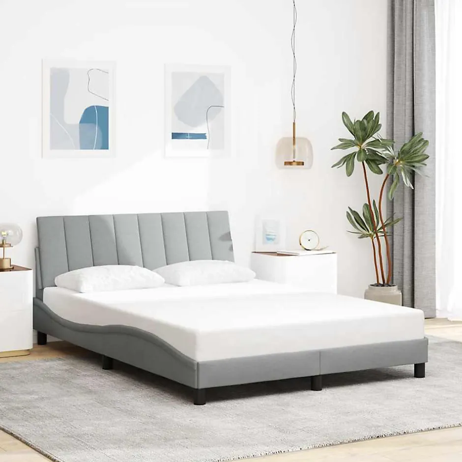 Vidaxl Cadre de lit sans matelas Hanko gris clair 120x200 cm tissu