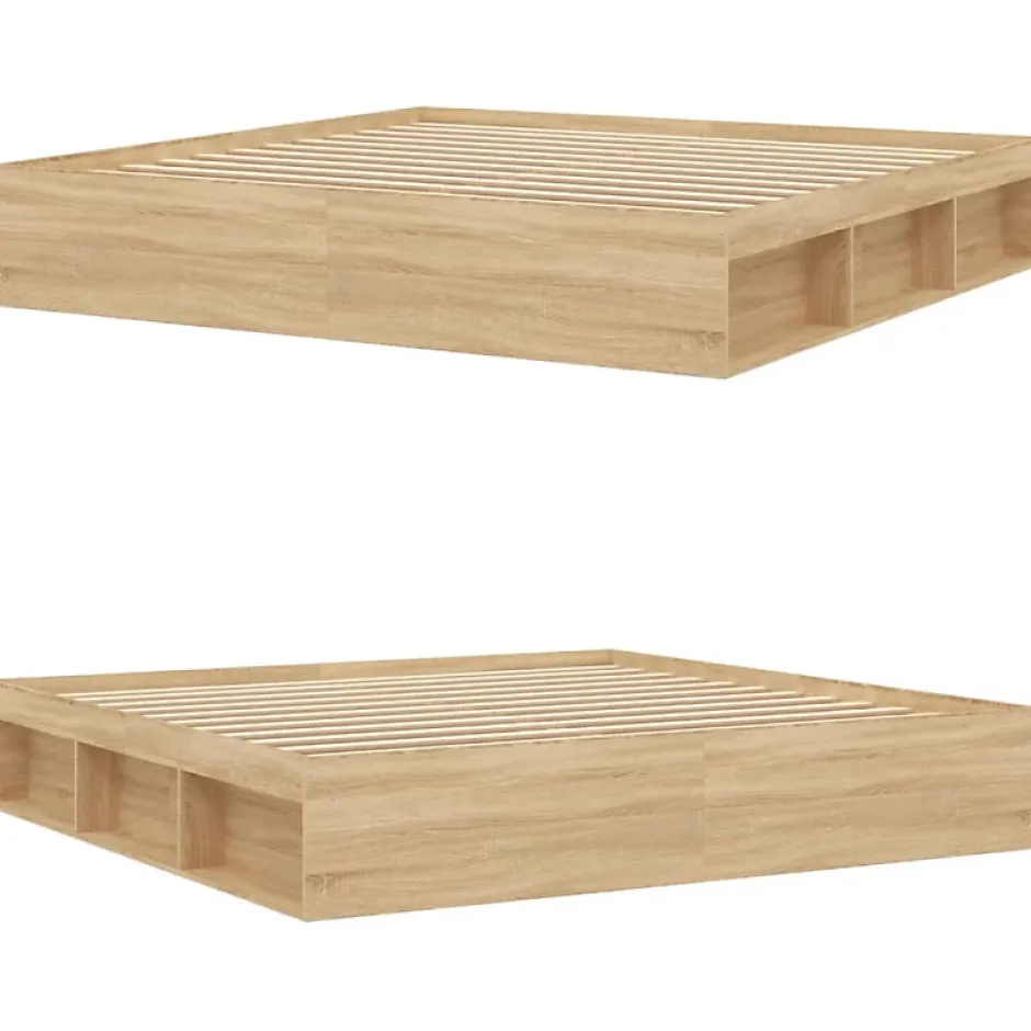 Vidaxl Cadre de lit sans matelas chêne sonoma 200x200 cm Outlet