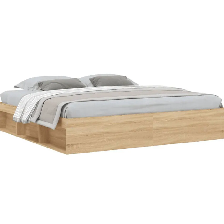 Vidaxl Cadre de lit sans matelas chêne sonoma 200x200 cm Outlet
