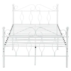 [En.Casa] Cadre de Lit Simple Apolda en Métal 120 x 200 cm Blanc Mat en.casa