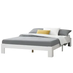 [En.Casa] Cadre de Lit Simple en Pin 120 x 200 cm Blanc en.casa