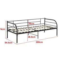 [En.Casa] Cadre de Lit Simple Falun Acier Laqué 90 x 200 cm Noir Mat en.casa Sale