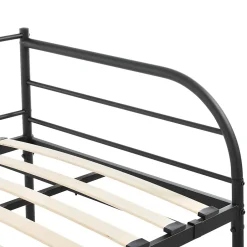 [En.Casa] Cadre de Lit Simple Falun Acier Laqué 90 x 200 cm Noir Mat en.casa Sale