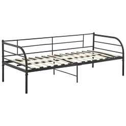 [En.Casa] Cadre de Lit Simple Falun Acier Laqué 90 x 200 cm Noir Mat en.casa Sale