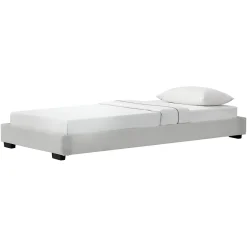 Corium Cadre de Lit Simple Masari Rembourré avec Similicuir Blanc 200 x 90 cm