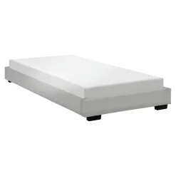 Corium Cadre de Lit Simple Masari Rembourré avec Similicuir Blanc 200 x 90 cm