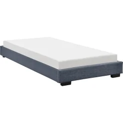 Corium Cadre de Lit Simple Masari Rembourré avec Lin Gris Foncé 200 x 90 cm