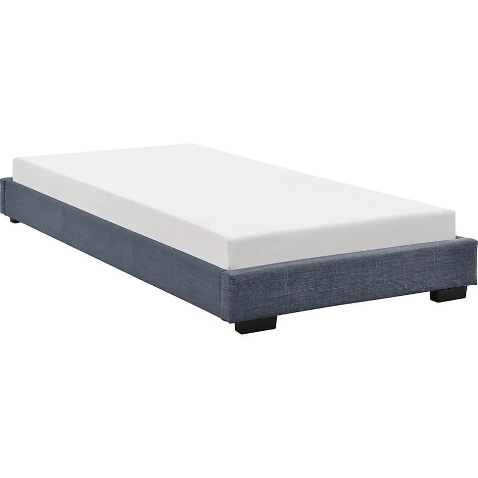 Corium Cadre de Lit Simple Masari Rembourré avec Lin Gris Foncé 200 x 90 cm