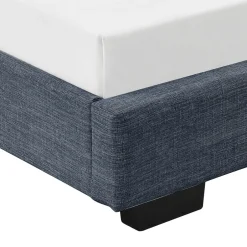 Corium Cadre de Lit Simple Masari Rembourré avec Lin Gris Foncé 200 x 90 cm