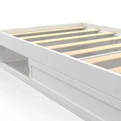 IDMarket Cadre de lit simple SALEM avec rangement et sommier 90 x 190 CM blanc