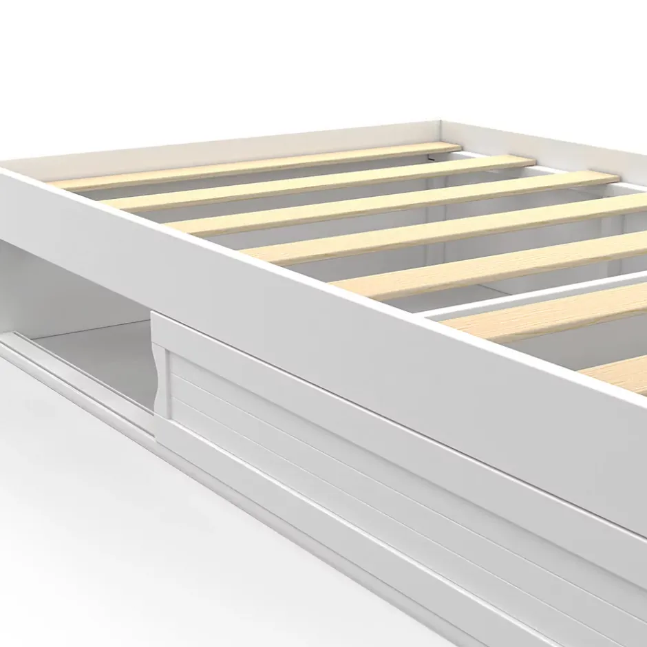 IDMarket Cadre de lit simple SALEM avec rangement et sommier 90 x 190 CM blanc