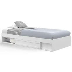 IDMarket Cadre de lit simple SALEM avec rangement et sommier 90 x 190 CM blanc