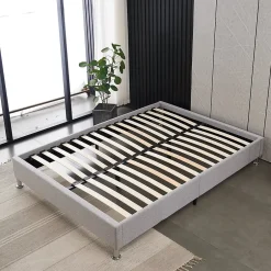 Teeno Cadre de lit 140x190cm, Plateforme capitonné 31 cm Sommier,8 Pieds