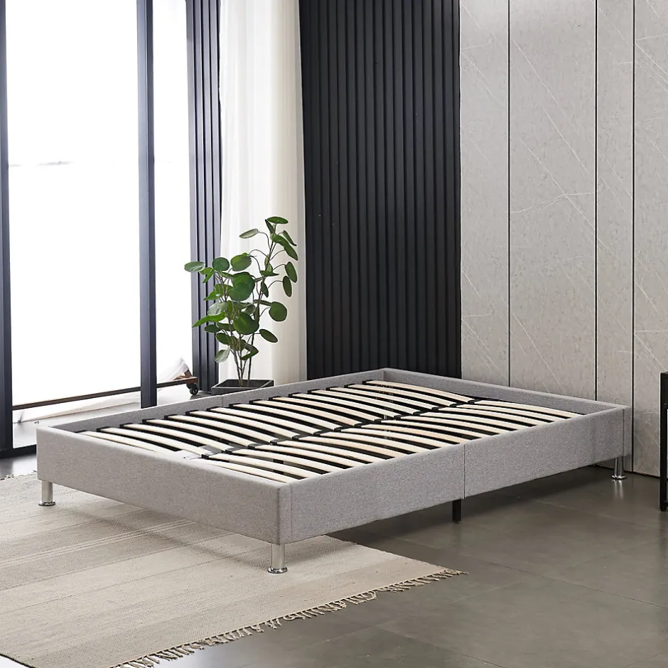 Teeno Cadre de lit 160x200cm, Plateforme capitonné 31 cm Sommier,8 Pieds