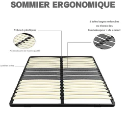 Teeno Cadre lattes 160x200 cm, 2x15 Lattes Peuplier Naturel Best