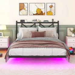 Blackcolors Cadre lit double LED 140x200 cm, tête de lit, suspendu, montage facile