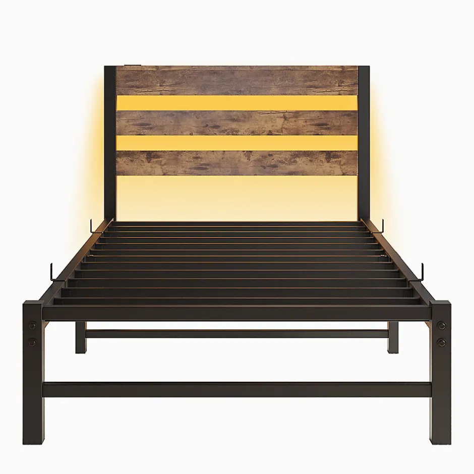 Blackcolors Cadre lit LED 90x200 cm, recharge USB, rangement sous matelas, structure métal