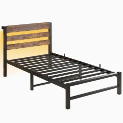 Blackcolors Cadre lit LED 90x200 cm, recharge USB, rangement sous matelas, structure métal
