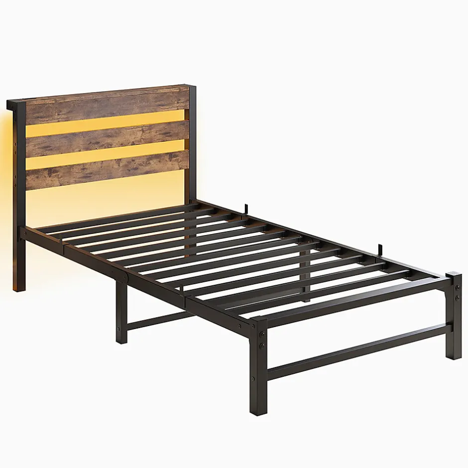 Blackcolors Cadre lit LED 90x200 cm, recharge USB, rangement sous matelas, structure métal