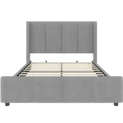Blackcolors Cadre lit rembourré 140x190 cm, tête/pied hauts, USB, fer/bois - gris