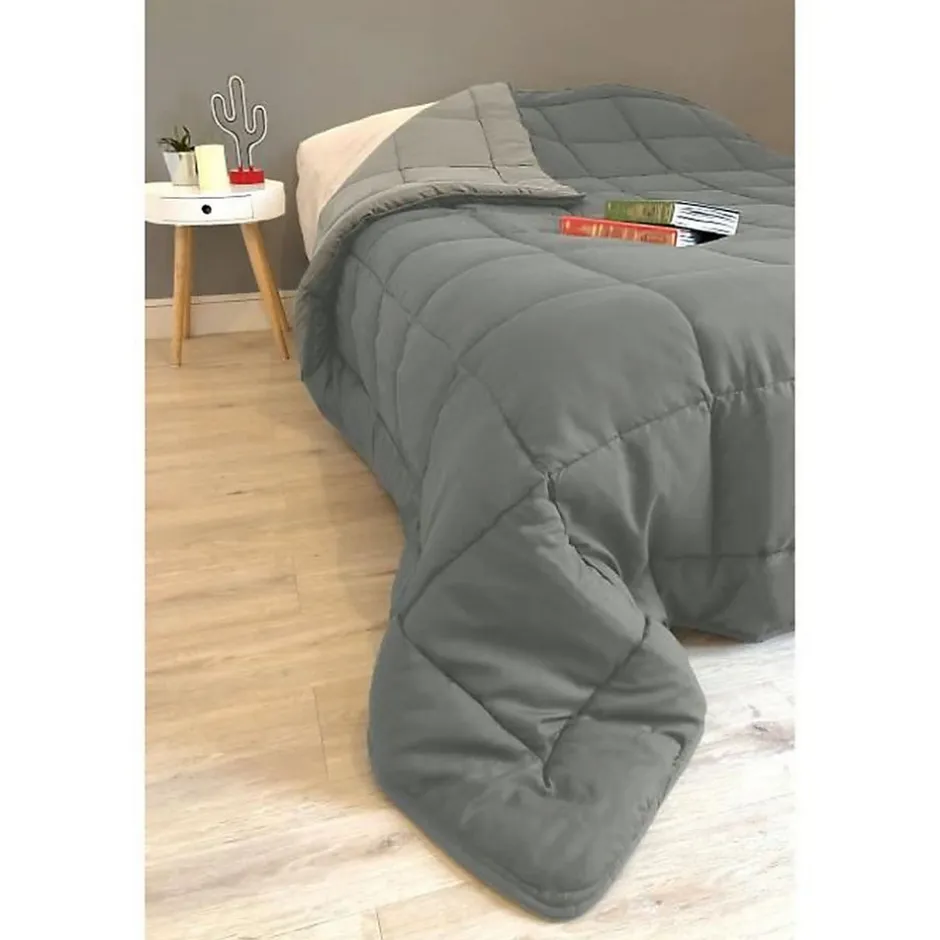 Toison d'Or CALGARY Couette chaude Microfibre 400g/m² Acier & Argent 240x260cm