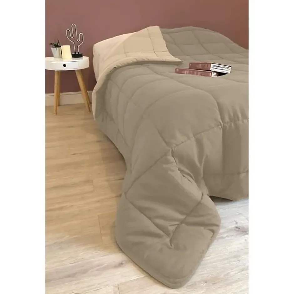 Toison d'Or CALGARY Couette chaude Microfibre 400g/m² Taupe & Lin 220x240cm Outlet