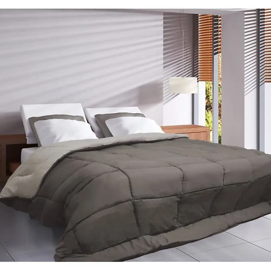 Toison d'Or CALGARY Couette chaude Microfibre 400g/m² Taupe & Lin 140x200cm