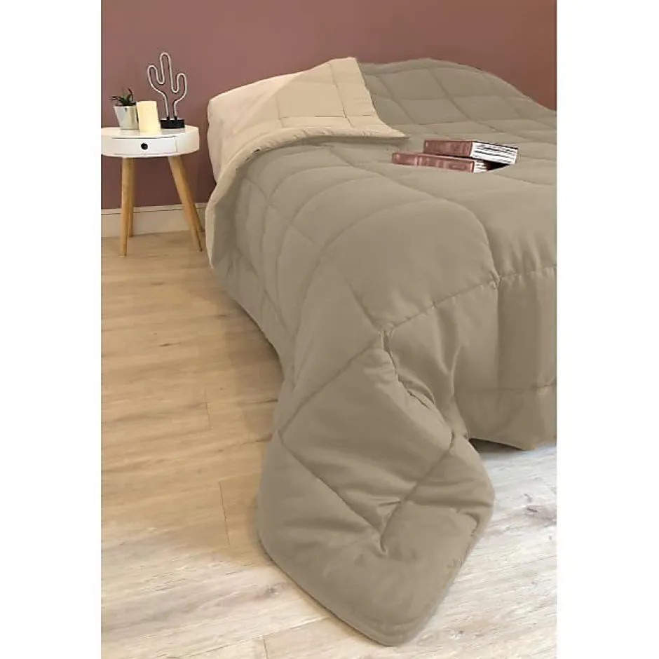 Toison d'Or CALGARY Couette chaude Microfibre 400g/m² Taupe & Lin 140x200cm