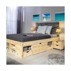 Altobuy CALI - Lit 140x200cm multi-rangement Bois Massif Best